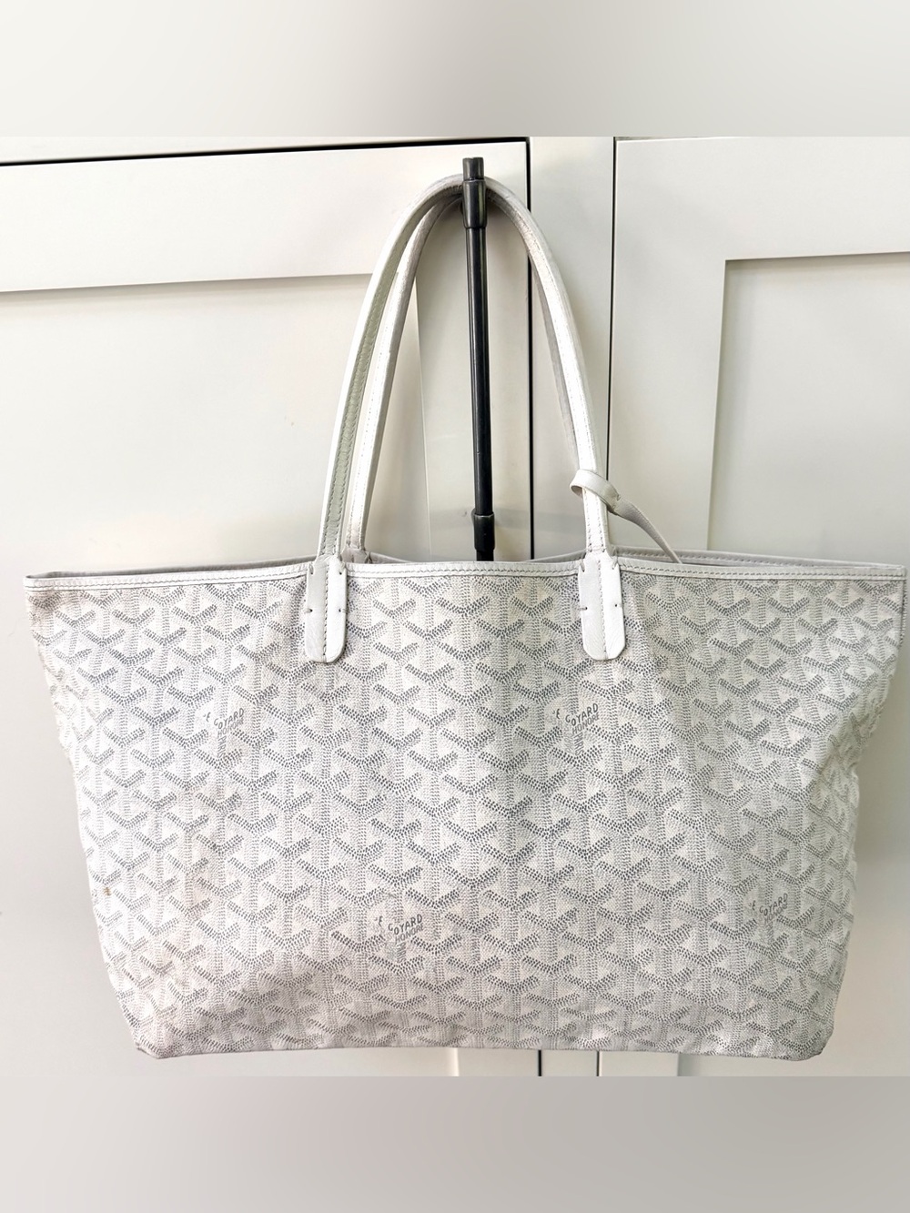 GOYARD Saint Louis PM White Grey Goyardine Tote